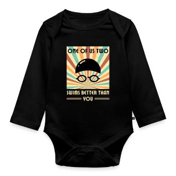 Einer Von Uns Beiden Schwimmt Besser Als Du - Baby Bio-Langarm-Body - Schwarz - Vorne