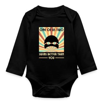 Einer Von Uns Beiden Schwimmt Besser Als Du - Baby Bio-Langarm-Body - Schwarz - Vorne