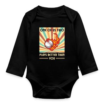 Einer Von Uns Beiden Spielt Besser Als Du Cricket - Baby Bio-Langarm-Body - Schwarz - Vorne