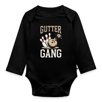 Gutter Gang Bowler Bowling - Organic Longsleeve Baby Bodysuit - black - Front