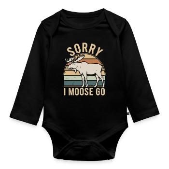 Sorry I Moose Go Elch - Organic Longsleeve Baby Bodysuit - black - Front