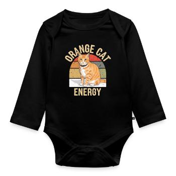 Tabby Orange Katze Katzenliebhaber - Baby Bio-Langarm-Body - Schwarz - Vorne