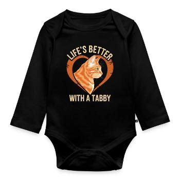 Tabby Orange Katze Katzenliebhaber - Baby Bio-Langarm-Body - Schwarz - Vorne