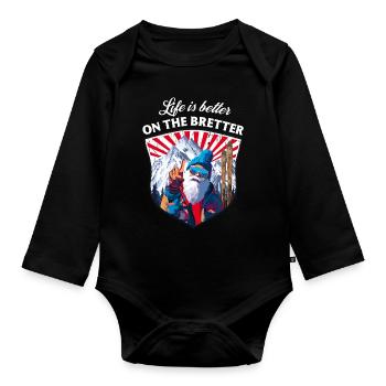 Ski, Skier - Life is better on the bretter - Organic Longsleeve Baby Bodysuit - black - Front