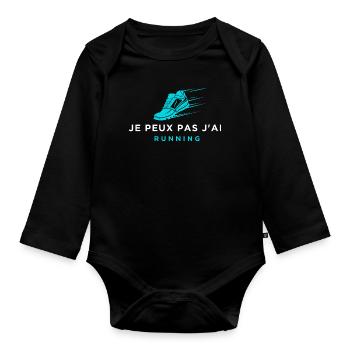 I can't I have running woman - Organic Longsleeve Baby Bodysuit - black - Front