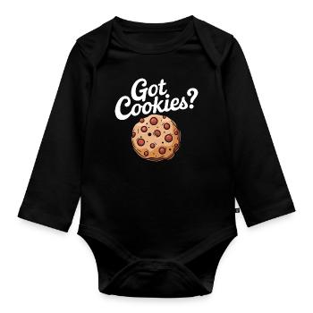 Cookies Cookie Keks Kekse Schokolade - Baby Bio-Langarm-Body - Schwarz - Vorne
