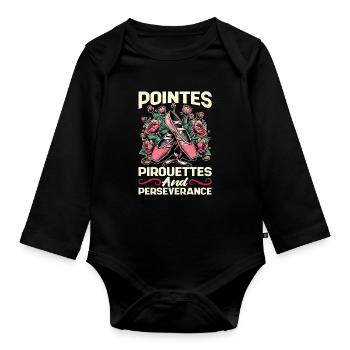Ballet Pointes Pirouettes Et Ballet Amateur De Musique De Ballet - Body Bébé bio manches longues - noir - Devant