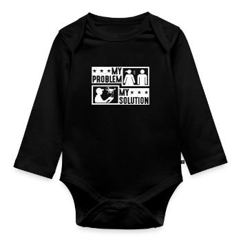 Drone Enthusiast My Problem My Pictogram Dad Mom - Organic Longsleeve Baby Bodysuit - black - Front