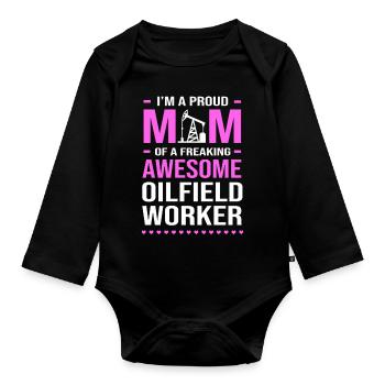 Oil Field Wife Oil Rig Oil Rig - Organic Longsleeve Baby Bodysuit - black - Front