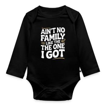 Familie Liebe Spruch - Baby Bio-Langarm-Body - Schwarz - Vorne