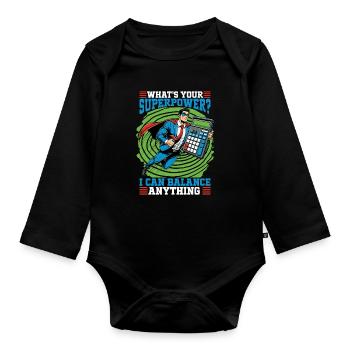 Accounting What's Your Superpower Spreadsheet - Baby Bio-Langarm-Body - Schwarz - Vorne