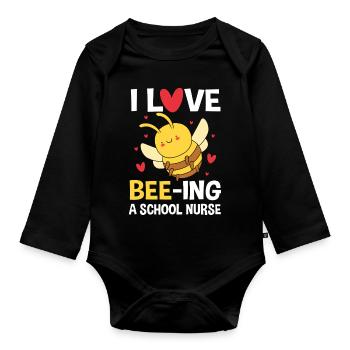 Schule Krankenschwester Krankenhaus Medizin - Baby Bio-Langarm-Body - Schwarz - Vorne