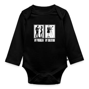 Astrologer My Problem My Pictogram Mom Astronomer - Baby Bio-Langarm-Body - Schwarz - Vorne