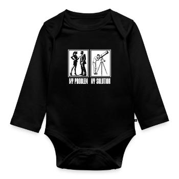 Astrologer My Problem My Solution Pictogram Dad - Baby Bio-Langarm-Body - Schwarz - Vorne
