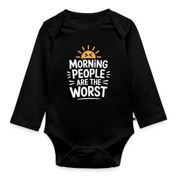 Les gens du matin sont les pires - plus humoristiques - Body Bébé bio manches longues - noir - Devant