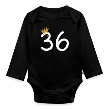 36 - Organic Longsleeve Baby Bodysuit - black - Front