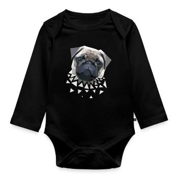 Mops - Organic Longsleeve Baby Bodysuit - black - Front
