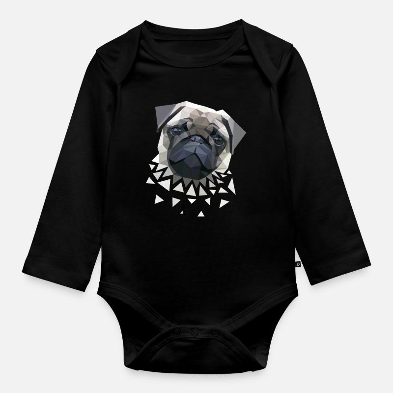 Mops - Baby Bio-Langarm-Body - Schwarz