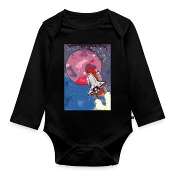 migrant_digi - Organic Longsleeve Baby Bodysuit - black - Front