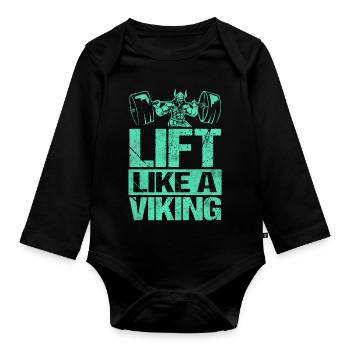 Lift Like A Viking Training wie Wikinger - Baby Bio-Langarm-Body - Schwarz - Vorne