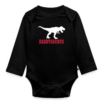 Daddy Saurus - Baby Bio-Langarm-Body - Schwarz - Vorne