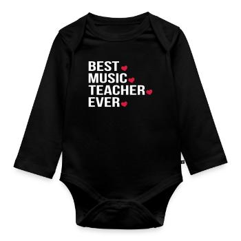 Best Music Teacher Ever - Baby Bio-Langarm-Body - Schwarz - Vorne