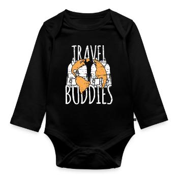 travel - Organic Longsleeve Baby Bodysuit - black - Front
