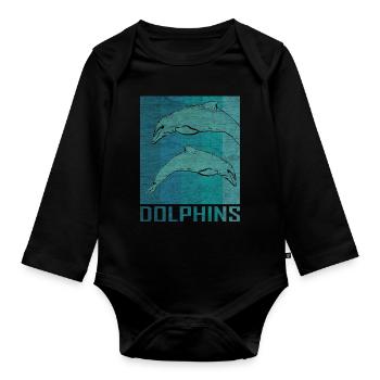 Dolphin dolphin marine animal sea gift - Organic Longsleeve Baby Bodysuit - black - Front