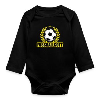 Fussball Gott - Baby Bio-Langarm-Body - Schwarz - Vorne