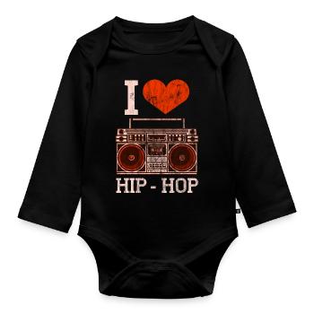 Hip Hop - Baby Bio-Langarm-Body - Schwarz - Vorne