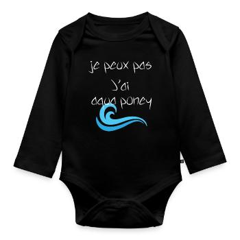Ich kann kein Pony-Aqua machen. - Baby Bio-Langarm-Body - Schwarz - Vorne