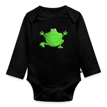 Grenouille - rire! - Body Bébé bio manches longues - noir - Devant