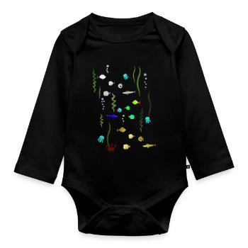 Under water - Organic Longsleeve Baby Bodysuit - black - Front