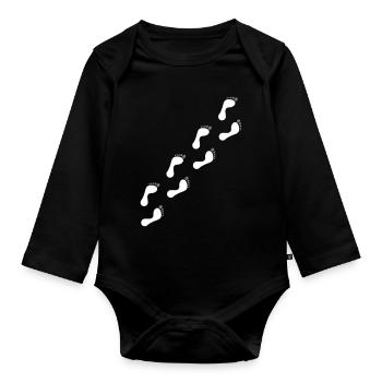 Marche pieds nus - empreinte - Body Bébé bio manches longues - noir - Devant