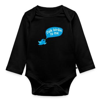 Cadeau animal de compagnie moineau perroquet humour oiseau - Body Bébé bio manches longues - noir - Devant