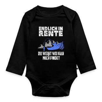 Rente Angler lustiger Spruch Ruhestand Angeln Boot - Baby Bio-Langarm-Body - Schwarz - Vorne