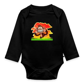 MONKEY - Baby Bio-Langarm-Body - Schwarz - Vorne