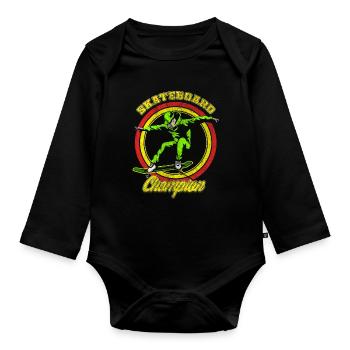 CHAMPION DE SKATEBOARD - Body Bébé bio manches longues - noir - Devant