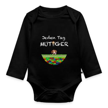 Brave, motivation for children with disabilities - Organic Longsleeve Baby Bodysuit - black - Front