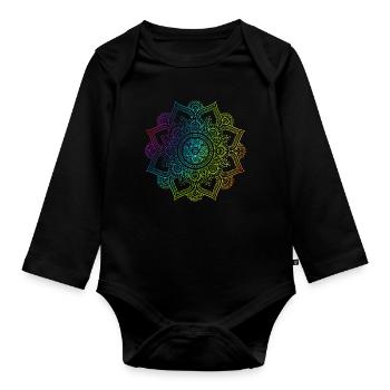 Mandala - Body Bébé bio manches longues - noir - Devant