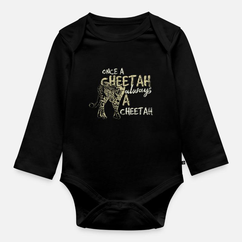 guépard - Body Bébé bio manches longues - noir