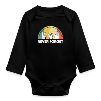 Never Forget Retro Vintage - Baby Bio-Langarm-Body - Schwarz - Vorne