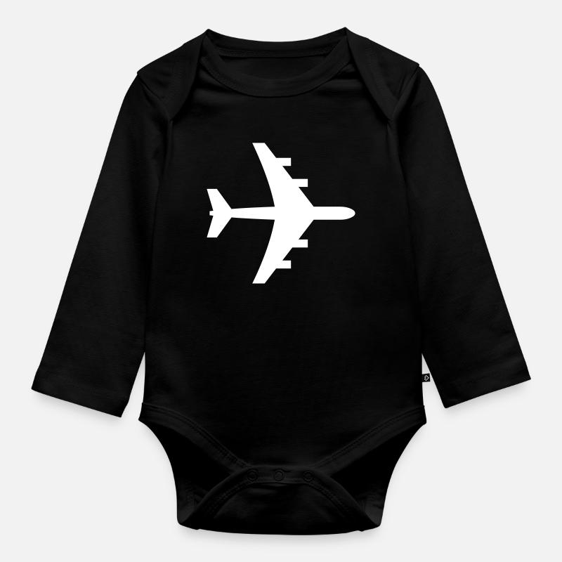 Flugzeug - Baby Bio-Langarm-Body - Schwarz