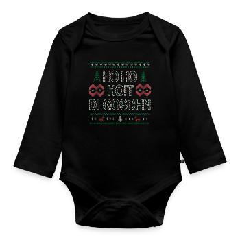 HO HO HOIT DI GOSCHN UGLY XMAS Christmas Gift - Organic Longsleeve Baby Bodysuit - black - Front