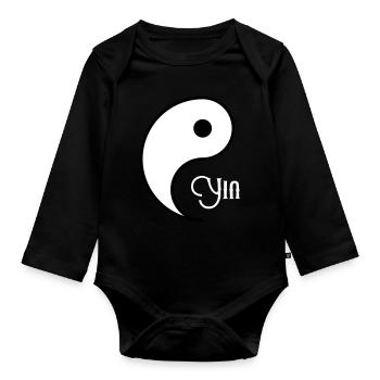 YIN YANG partner look - Organic Longsleeve Baby Bodysuit - black - Front