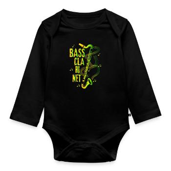Bassklarinette Retro Geschenkidee - Baby Bio-Langarm-Body - Schwarz - Vorne