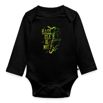 Clarinette clarinette basse - Body Bébé bio manches longues - noir - Devant