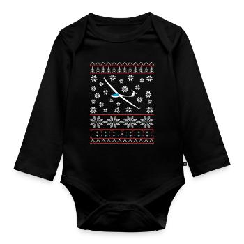Christmas Glider Glider Gift ASW - Organic Longsleeve Baby Bodysuit - black - Front