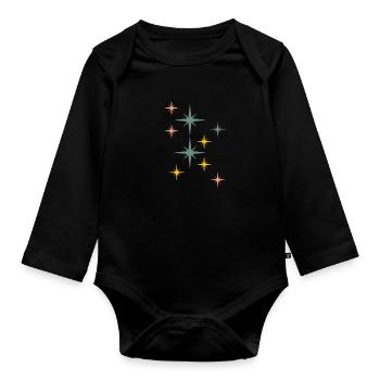 Stars - Organic Longsleeve Baby Bodysuit - black - Front