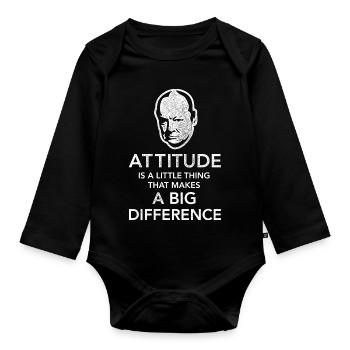 Churchill Zitat über Haltung - Baby Bio-Langarm-Body - Schwarz - Vorne